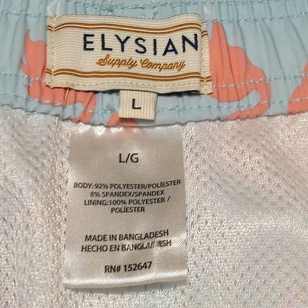 Elysian Supply Company Large Swim Trunks-Flamingo Print-UPF 50 -Novelty-Beach